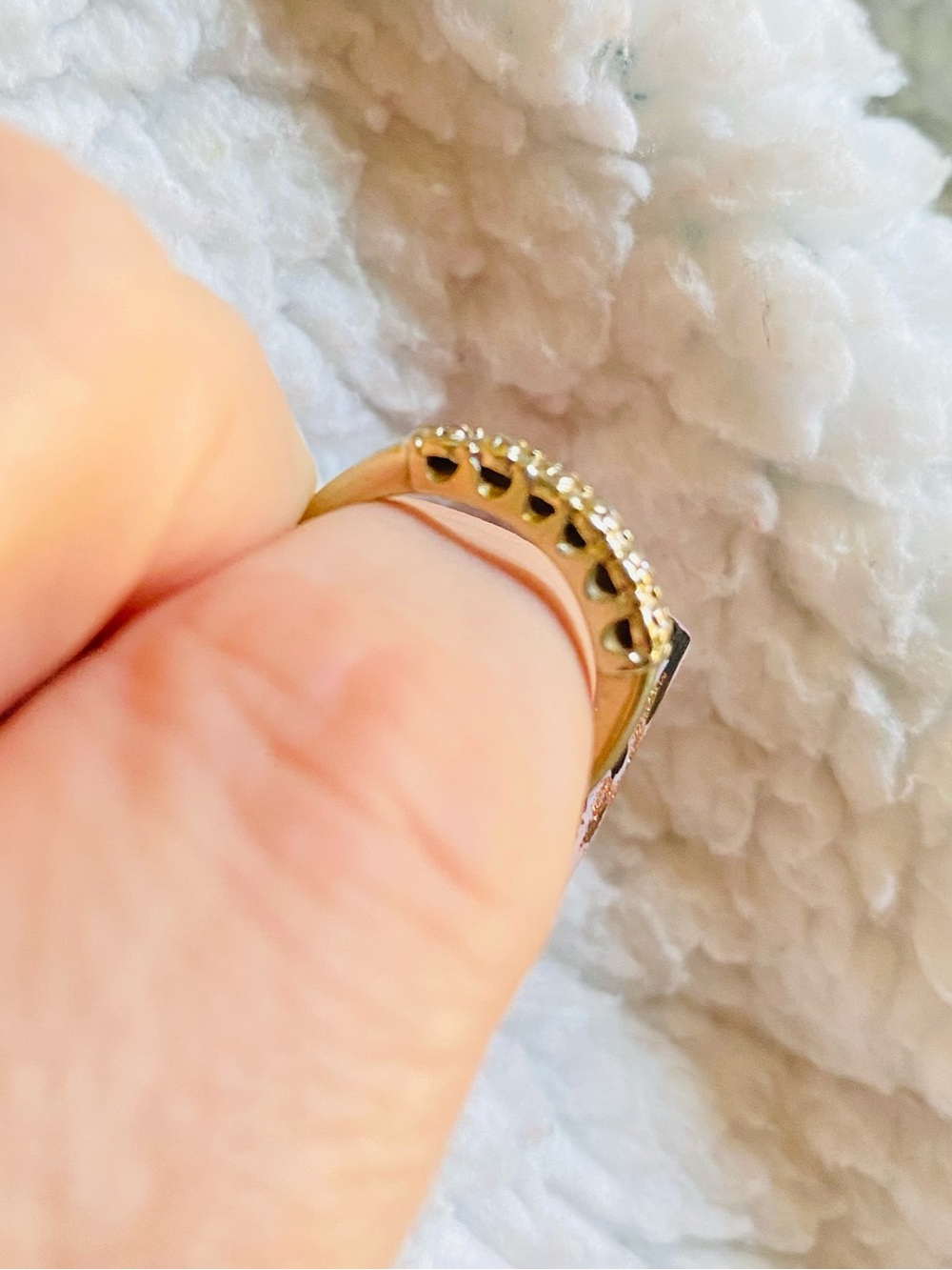 Vintage 14K White/Yellow Gold Wedding Band 6 Diamonds Antique 1930’s Engagement - Picture 3 of 5